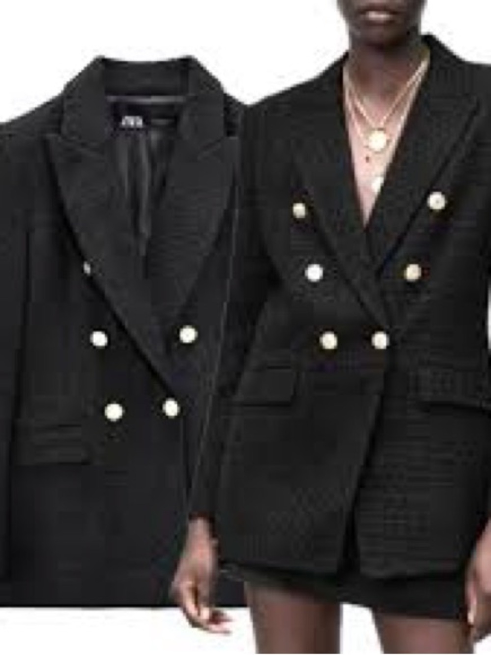 Zara Black Tweed Coat with Satin Lining